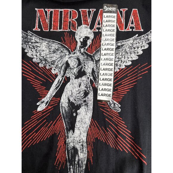 Nirvana Adult Large Graphic Tee Shirt Black Angel Design - Picture 5 of 7